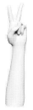 Gesturing halftone hand Stock Illustration