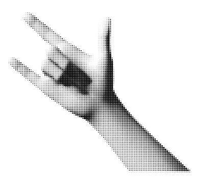 Gesturing halftone hand Stock Illustration