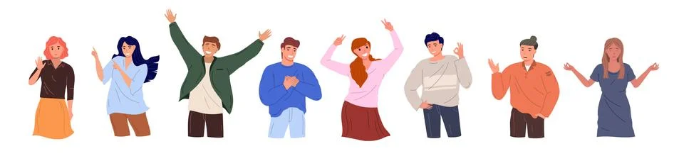 Gesturing people on white background Stock Illustration