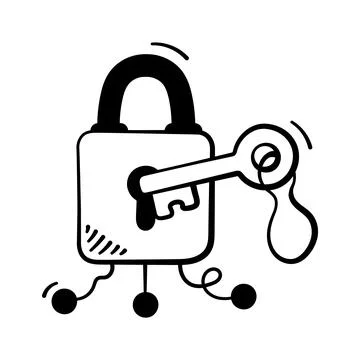 Get this amazing hand drawn icon of security key encryption. Stock Illustration