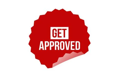Get Approved red ribbon label banner. Stock Illustration