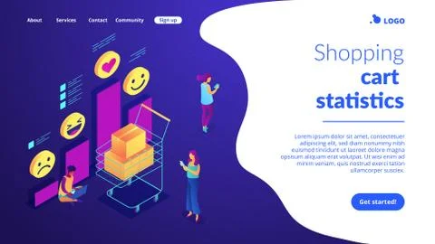 Get clients feedback isometric 3D landing page. Stock Illustration