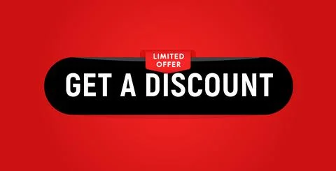 Get a discount black web button on red background for web design, black friday Illustrazione stock