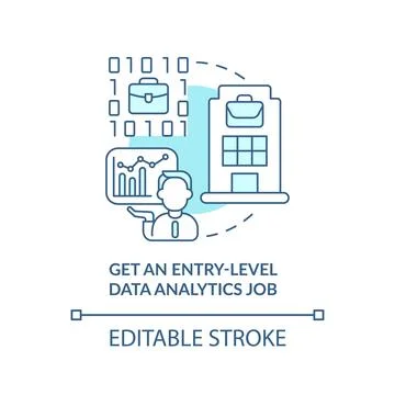 Get entry level data analytics job turquoise concept icon Stockillustratie