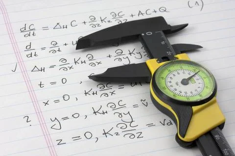 Get a grip on math concept mathematics or physics learning concept - calip... Stock Photos