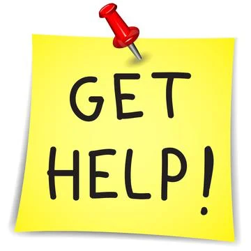 Get help word on a Note Paper with pin on white Stock Illustration