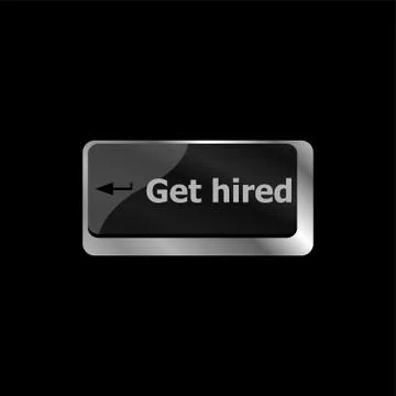 Get hired . Job concept. Computer keyboard key button Illustrazione stock