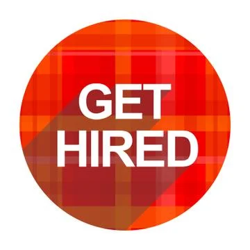 Get hired red flat icon isolated. Stock Illustration