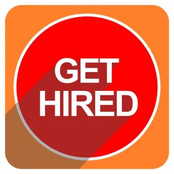 Get hired red flat icon isolated. Stock Illustration