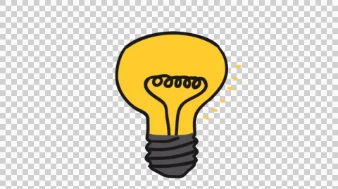 Get idea concept drawing/ explain flashing light bulb alpha channel tranparency Stock Footage 50877958