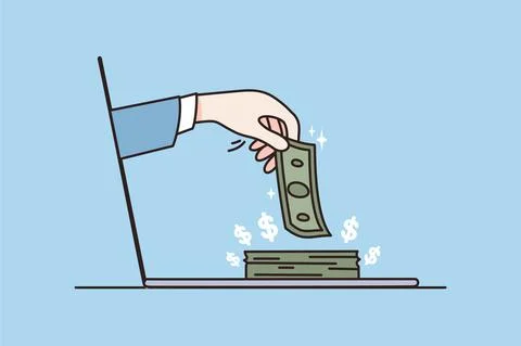 Get income working online on computer Stock Illustration