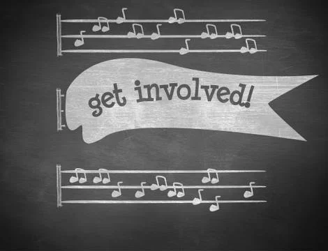 Get involved! against black background Stock Illustration