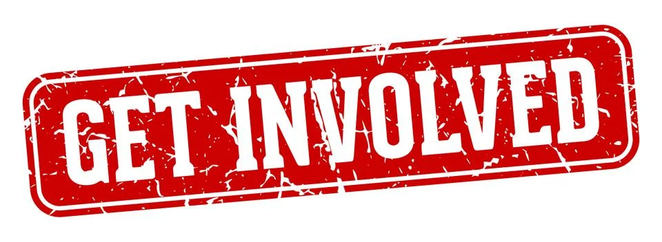 Get involved rectangular sign. get involved stamp Illustrazione stock