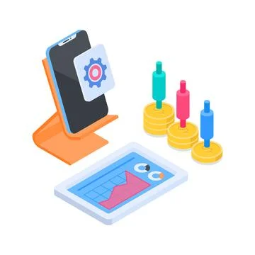 Get this isometric illustration showcasing digital data logistics and sorting Stock Illustration