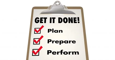 Get It Done Checklist Clipboard Plan Prepare Perform 4K Video stock 60394705