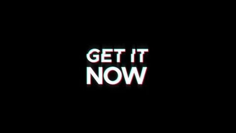 Get it now glitch Graphic vintage twitched text effect 4k video animation Video stock 312973723