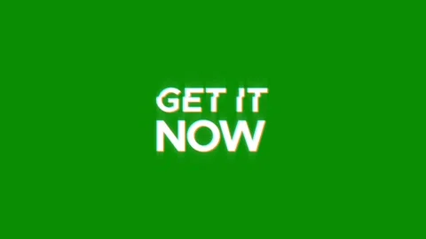 Get it now glitch Graphic vintage twitched text effect 4k video animation Video stock 312973725