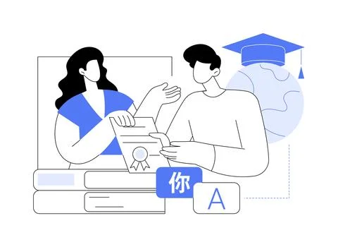 Get language certificate abstract concept vector illustration. Stock Illustration