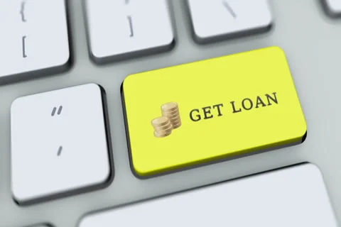 Get Loan button on computer keyboard. Key is pressed, click for HD Stock Footage 35648893