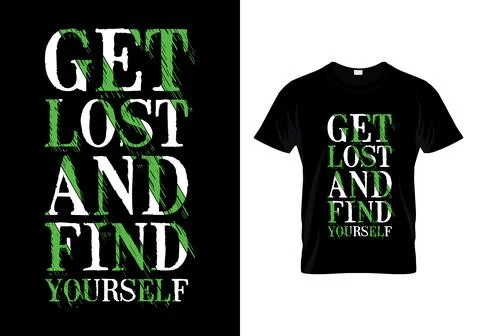 Get Lost And Find Yourself Typography T Shirt Design Vector Stock Illustration