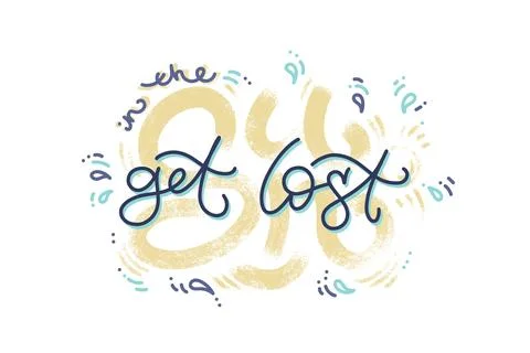 Get lost in the Sun hand drawn lettering composition in vector. Creative and  Stock Illustration