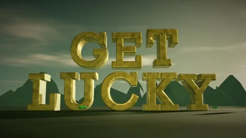 Get Lucky Gold 3D Letters with Shamrocks on Misty Emerald Irish Hills at Dawn Vídeos de archivo 343022585