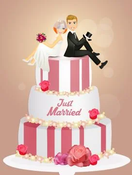Get married on the cake Stock Illustration