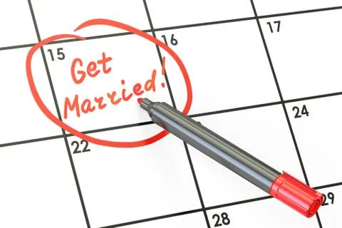Get Married date on calendar concept, 3D rendering Stock Illustration