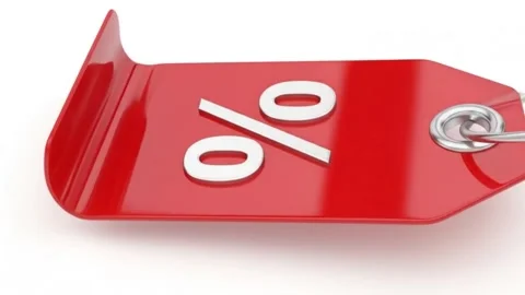 Get massive savings now with this vibrant red percentage discount tag video Stock Footage 320148506