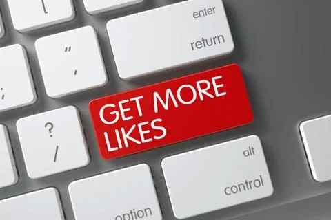 Get More Likes Button. 3D Render Stock Illustration