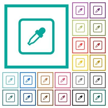 Get object color flat color icons with quadrant frames Ilustração Stock