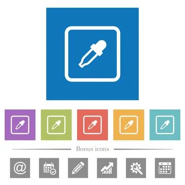 Get object color flat white icons in square backgrounds Stock Illustration