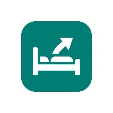 Get out of bed icon on dark teal background representing morning routine or.. Stock Illustration