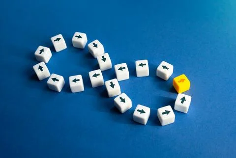 Get out of the endless loop. Break the endless way. Think differently. Run .. Stock Photos