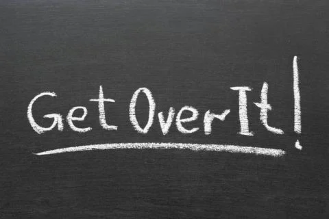 Get over it get over it phrase handwritten on school blackboard Copyright:... 스톡 사진
