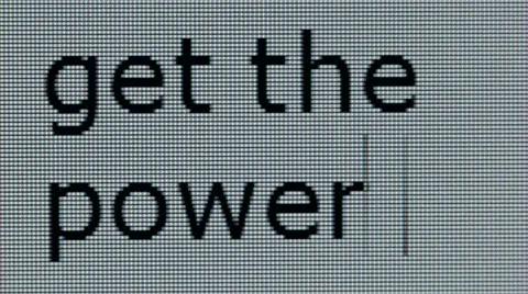 "get the power" being typed onto a computer screen in close up Stock Footage 55539517