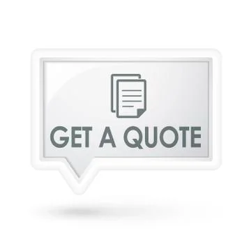 Get a quote with document icon over speech bubble Illustration