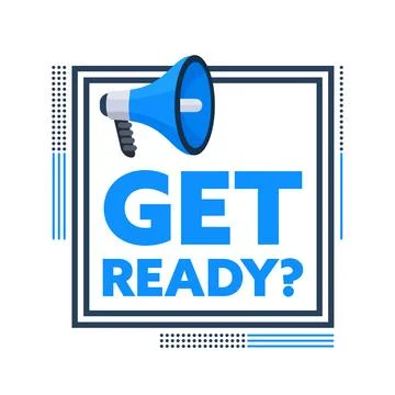 Get ready announcement with megaphone making a communication marketing strategy Stock-Illustration