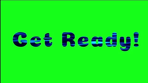 Get Ready! Blue Text on Green Background Stock Footage 309451885