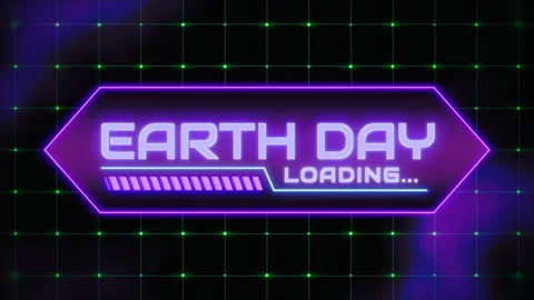 Get ready for earth day with this neon sign earth day loading Stock Footage 258727709