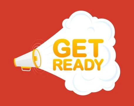 Get ready icon isolated in background Stock Illustration