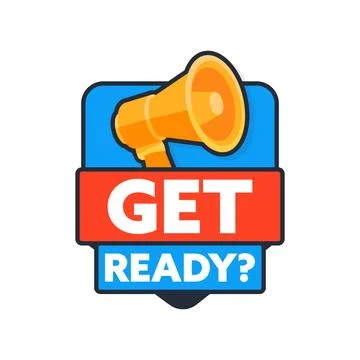 Get ready message with megaphone promoting advertising and marketing Stock-Illustration