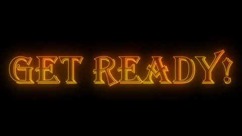 Get Ready! neon glowing text illustration. Neon-colored Get Ready! text wit.. Stock Illustration