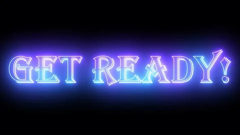Get Ready! neon glowing text illustration. Neon-colored Get Ready! text wit.. Stock Illustration