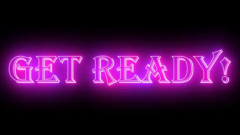 Get Ready! neon glowing text illustration. Neon-colored Get Ready! text wit.. Stock Illustration