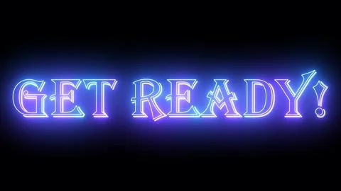 Get Ready! neon glowing text illustration. Neon-colored Get Ready! text wit.. Stock Illustration