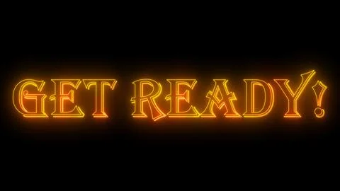 Get Ready! neon glowing text illustration. Neon-colored Get Ready! text wit.. Stock Illustration