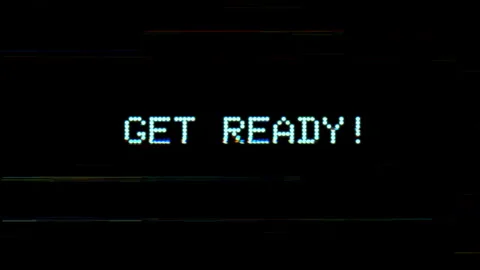 Get ready neon text animation on glitch background. Stock Footage 311903197