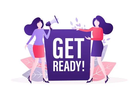 Get ready people in flat style. Vector illustration background. Banner promotion Illustrazione stock