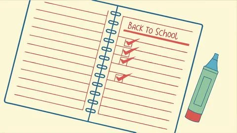 Get Ready for School Back to school checklist in a spiral notebook with a Stock Illustration